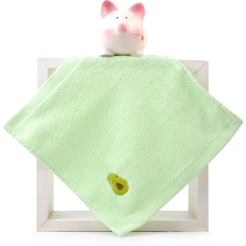 1Pc 25x25cm Small Kindergarten Cartoon Fruit Embroidered Cotton Soft Absorbent Children Kids Baby Square  Face Towel