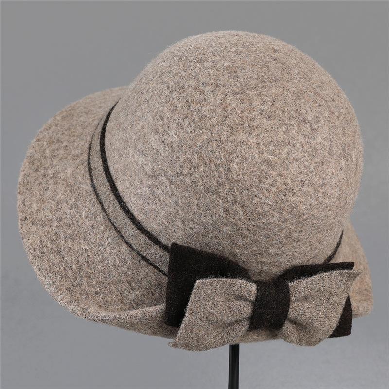 Hat women's autumn and winter woolen woolen basin hat fashion retro temperament socialite top hat bucket hat