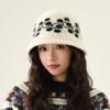 Dot Jacquard Knitted Bucket Hat Autumn Winter Basin Hat Women Fisherman Hat