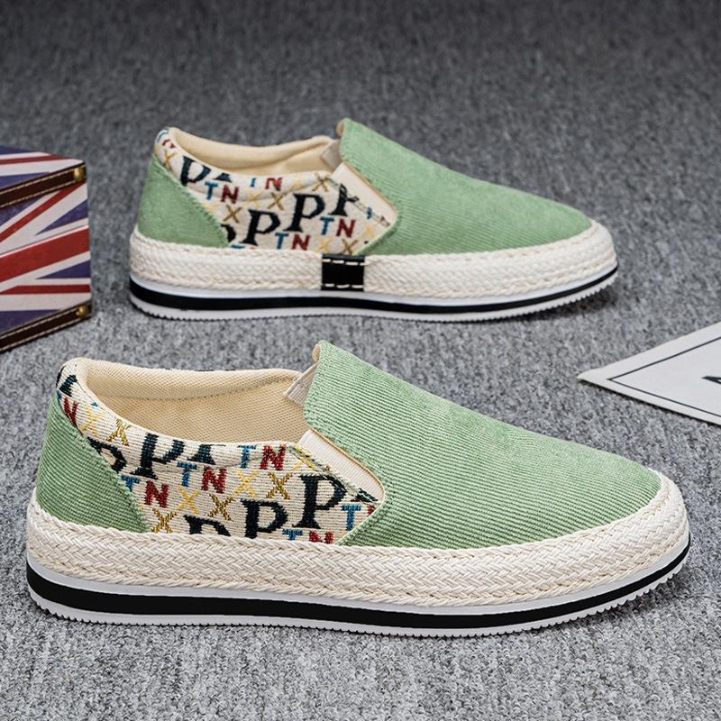 

2025 новые ленивые туфли на одной педали мужские кеды модные мужские туфли соломенные вельветовые туфли мужские весенние 44