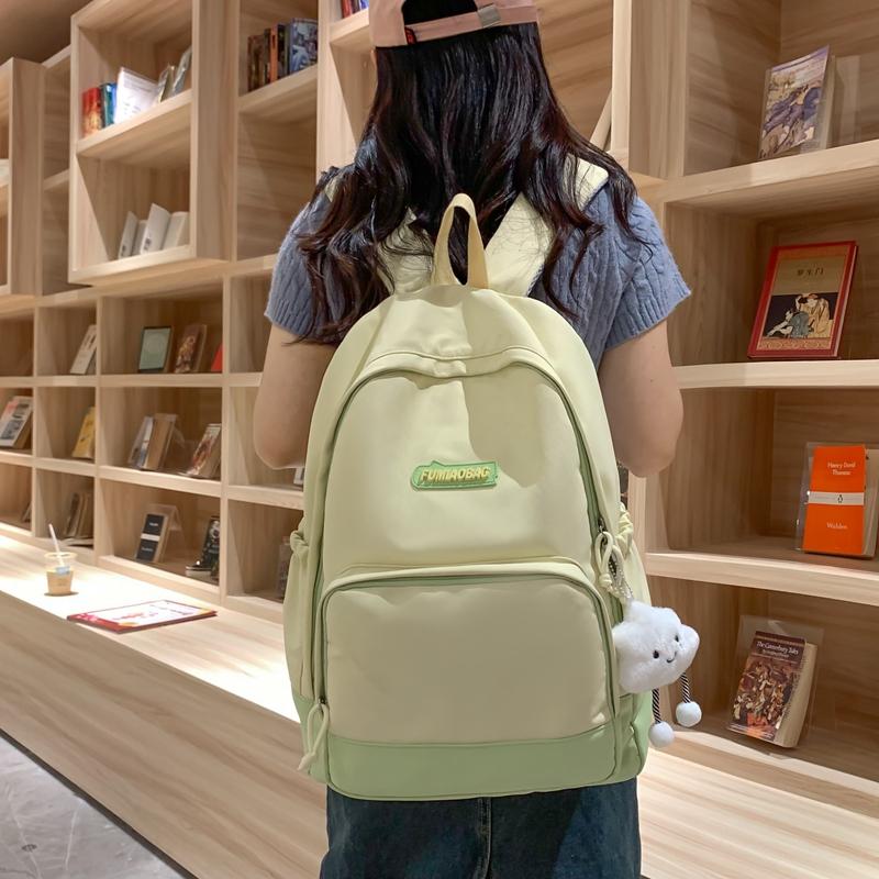 Lightweight Large Capacity Student Schoolbag Women Color Block Backpack