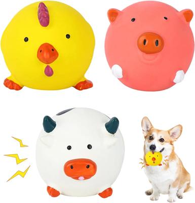 Quietschende Hundebälle Spielzeug Gummi Tierform Hüpfender Apportierball Interaktives Welpenballspielzeug für kleine mittelgroße Hunde Langlebiges Kauspielzeug