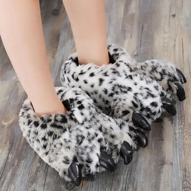 Fashion Animals Beast Claw Shoes Slides for Men Fun Chunky Fuzzy Slippers Male Plush Warm Bear Paw Lovers Funny slippers