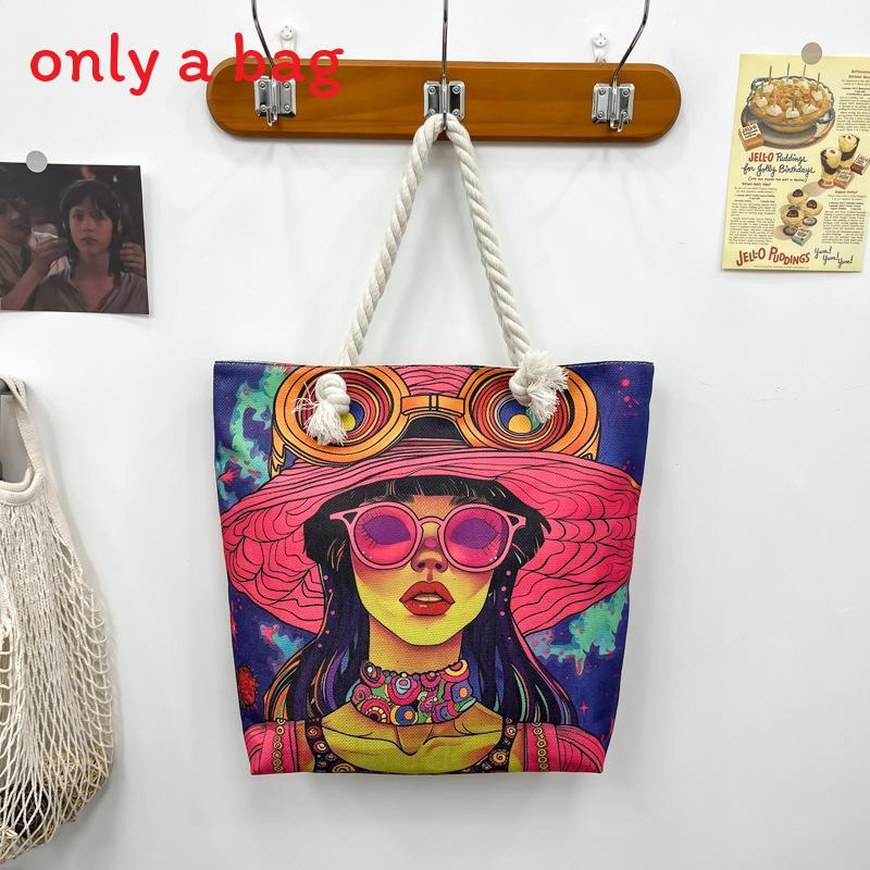 Women Print Handbag Large Oxford Canvas Casual Shoulder Bag For Daily Use