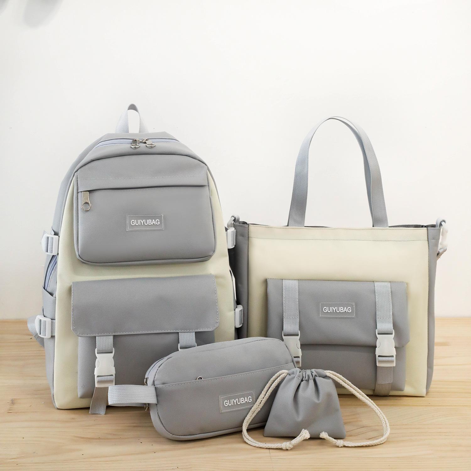 

Студенческий школьный рюкзак Набор из четырех предметов Кампус Многофункциональный рюкзак Милый рюкзак для девочки для начальной школы