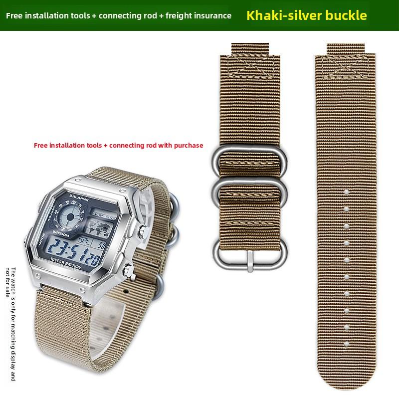 

AE1200 Breathable nylon Watchband 18MM For Casio G-Shock A158 A168 AE-1200 A159 SGW400 SGW-300 Watch Strap Metal ring Bracelet 18mm Width