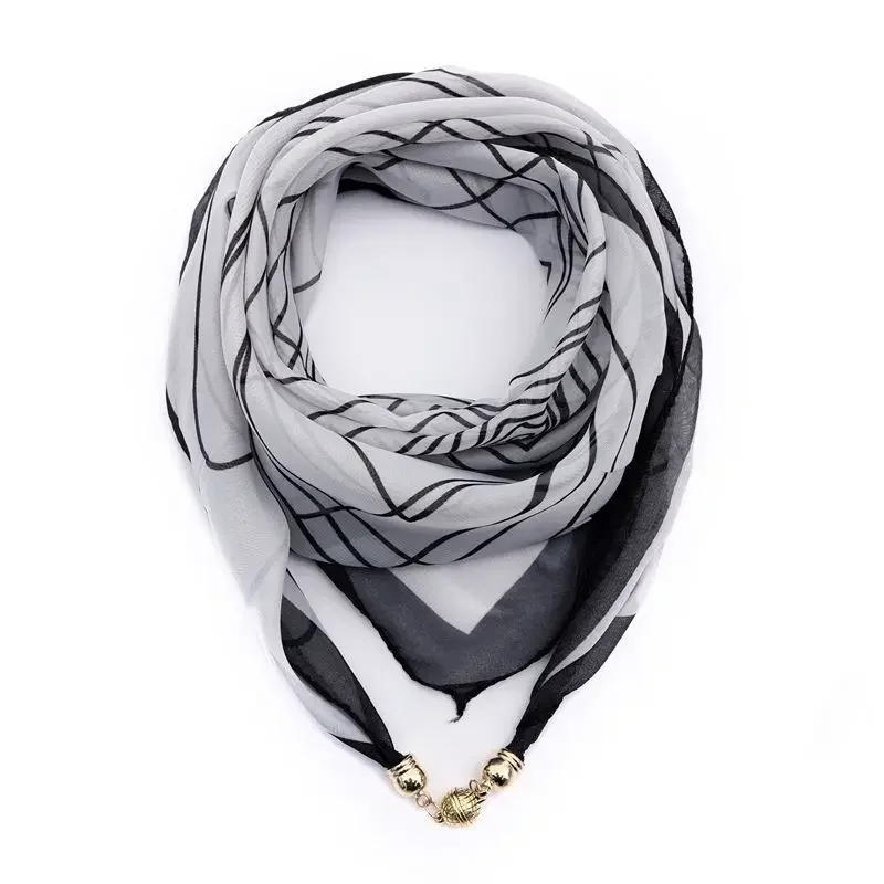 Warm Square Scarf Magnetic Buckle Triangular Silk Scarf Cotton Scarf Women's Spring Autumn and Winter Fashion Scarf