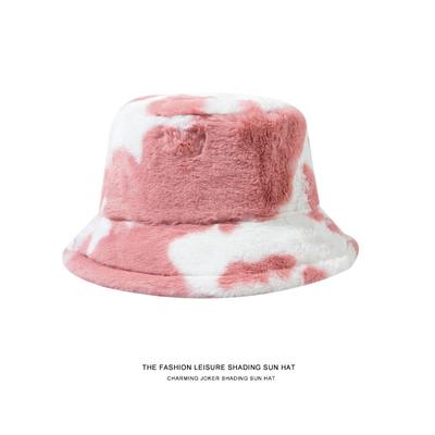 Hat Female Autumn And Winter Cow Pattern Cute Plush Fishing Bucket Hat Korean Version Of The Winter Hat Fashion Female Basin Cap