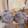 Cute Cartoon Cat Indoor Fluffy Slippers for Women Men Funny House Shoes Warm Faux Fur Anti-slip Couples Winter Home Cotton Shoe