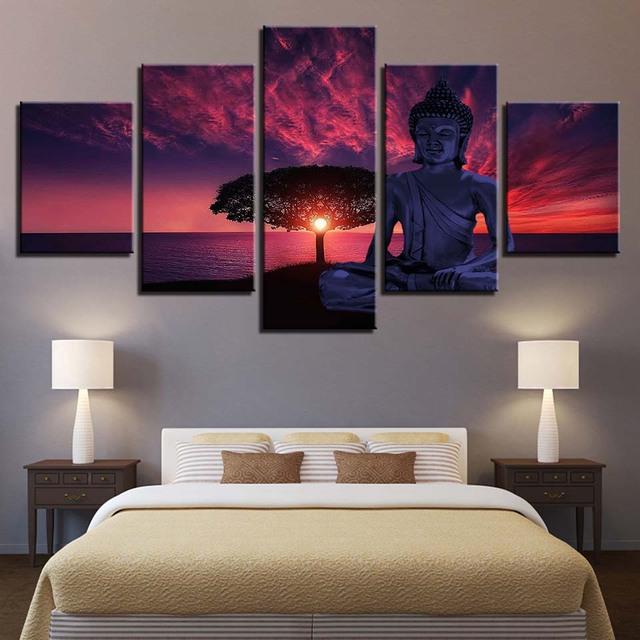 Obraz na płótnie wydruki hd Home Decor 5 sztuk budda Wall Art nowe klasyki modułowy obraz na nocny plakat z grafiką w tle