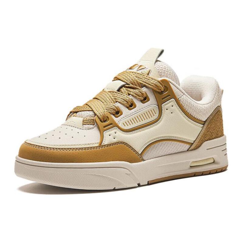 Anta Slip-Resistant Cushioning Wear-Resistant Low-Top Skateboard Shoes Women's Beige Yellow Sneakers 122418040-5