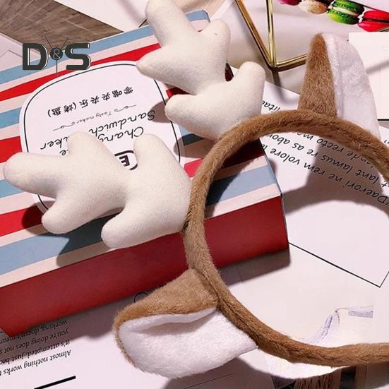 Bentiță de Crăciun de pluș, urechi de coarne de ren, accesoriu universal pentru păr de Crăciun pentru adulți, copii, costum festiv