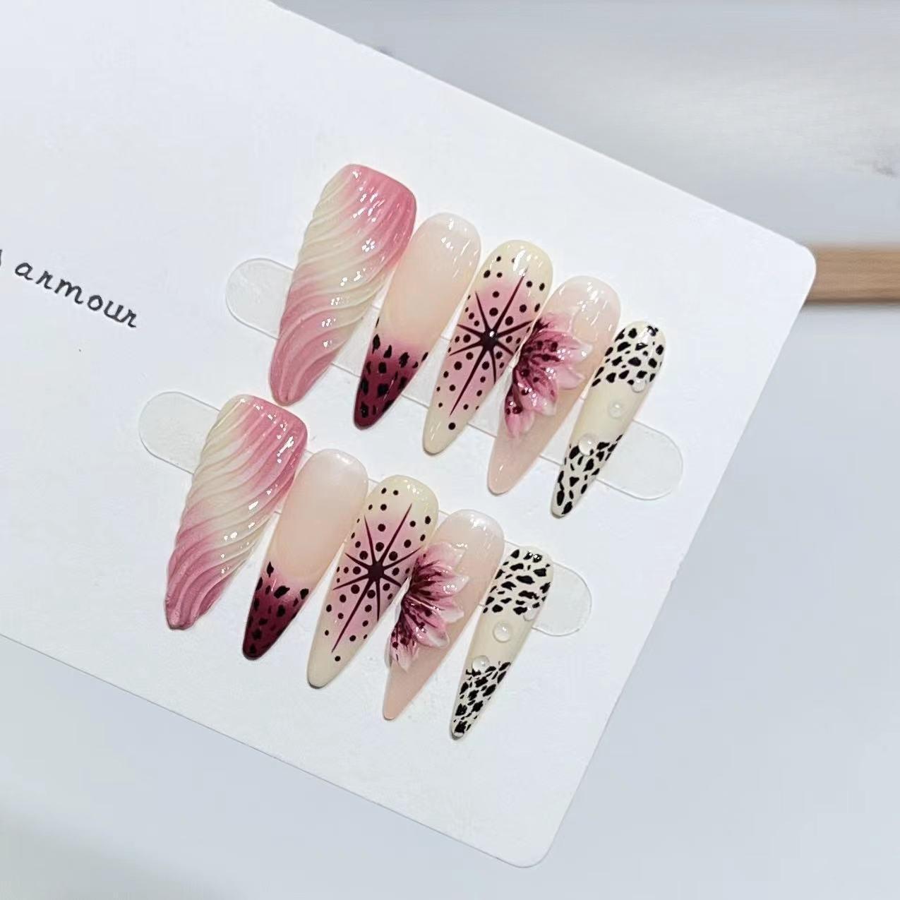 

Нейл-арт Ношение брони Высококлассный Трехмерный Большой Цветок Персонализированный Французский Съемный Патч для Накладных Ногтей Large L