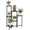 Flower Pot Stand, Plant Stand with 6 Adjustable Round Tiers, Corner Stand for Plant Pots, Metal, Black