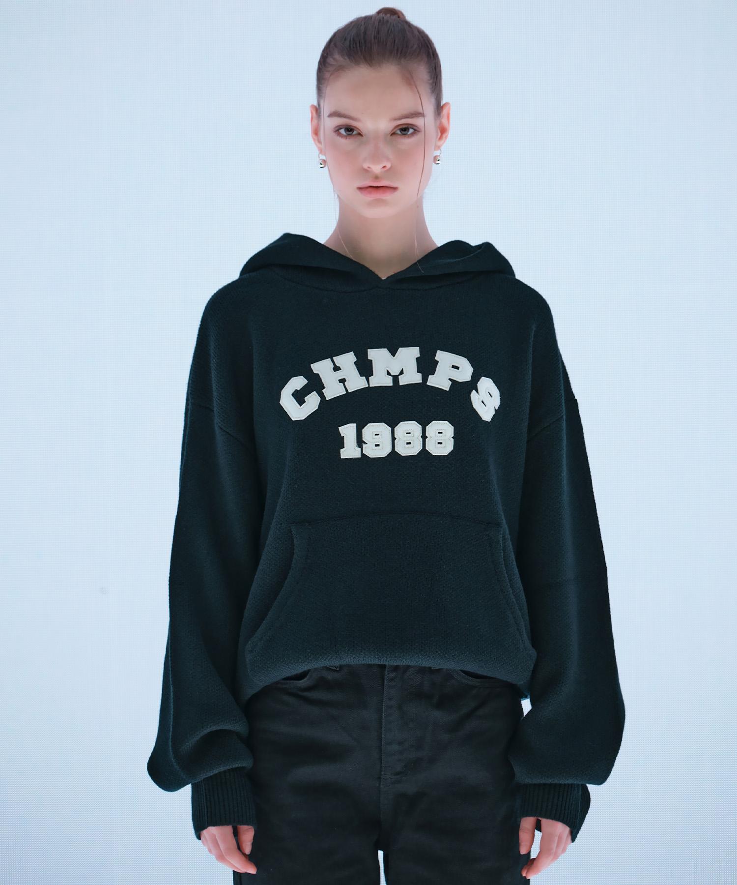 Bonchams Chmps Patch Knit Hoodie B22Ft12Bk L