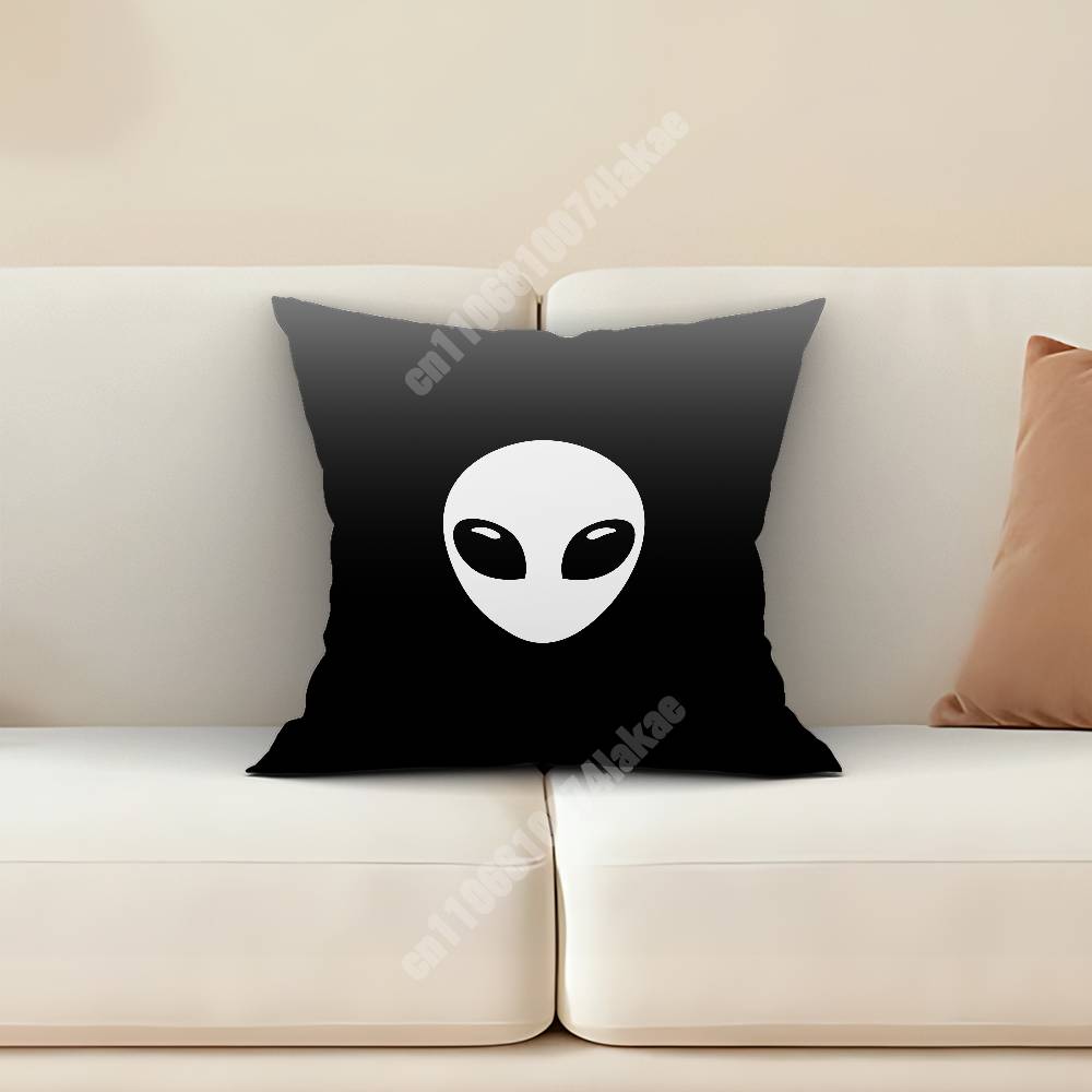 Alien Caution Sign Area  UFO Sofa Couch Pillow Cover Cushion Case Home Bedroom Decoration