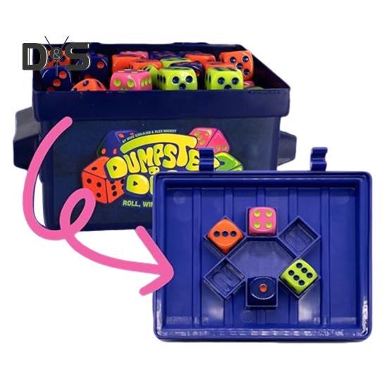 Dumpster Dice Set Fast-Paced Family Dice Game 2-4 Players Board And Dice Game with Dumpster 80 Dices And Graffiti Stickers for Game Night Travel Party
