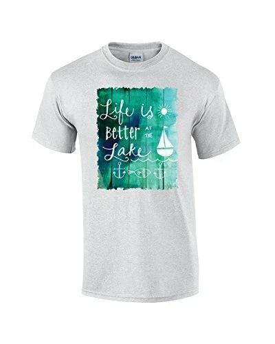 

Life is Better at The Lake Wooden Outdoor Adult Tee Shirt Lightgrey 3XL