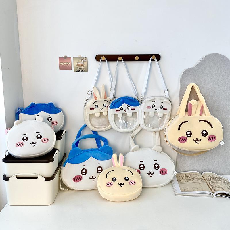 Cartoon Animation Cute Rabbit Small Round Bag Girl Heart Soft Girl Versatile Messenger Perspective Bag Cute Plush Doll Bag