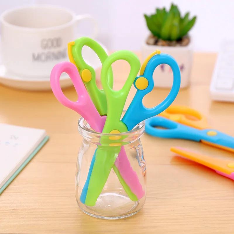 1pcs Children's Paper-cut Anti-pinch Hand Safety Scissors All Plastic Straight Edge Scissors Kindergarten Diy Handmade Scissors