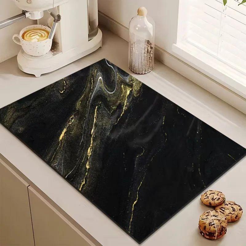 Marbled Coffee Machine Mat Diatomite Kitchen Drainage Absorbent Quick Drying Placemat Bathroom Anti-slip Rug