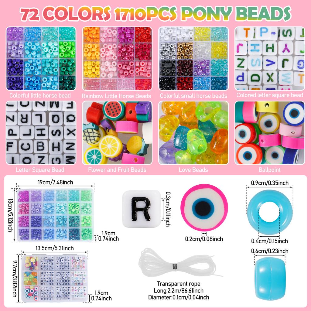 Rainbow Color Clay Pony Beads Bracelet Making Kit Jewelry Making Letter Beads Accessories Kit DIY Jewelry Art Handmade Supplies