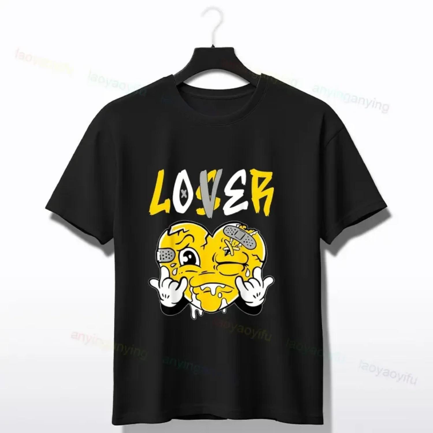 

Funny Stylish Loser Heart Print Cotton T-Shirt for Men & Women - Comfort Fit Pure Cotton Short-sleeve Crewneck Tee Streetwear S чёрный