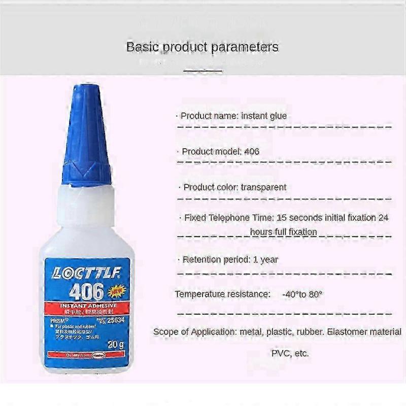 3x20ML LOCTTLF 406 Sekundenkleber Superkleber für Kunststoff & Gummi Henkel