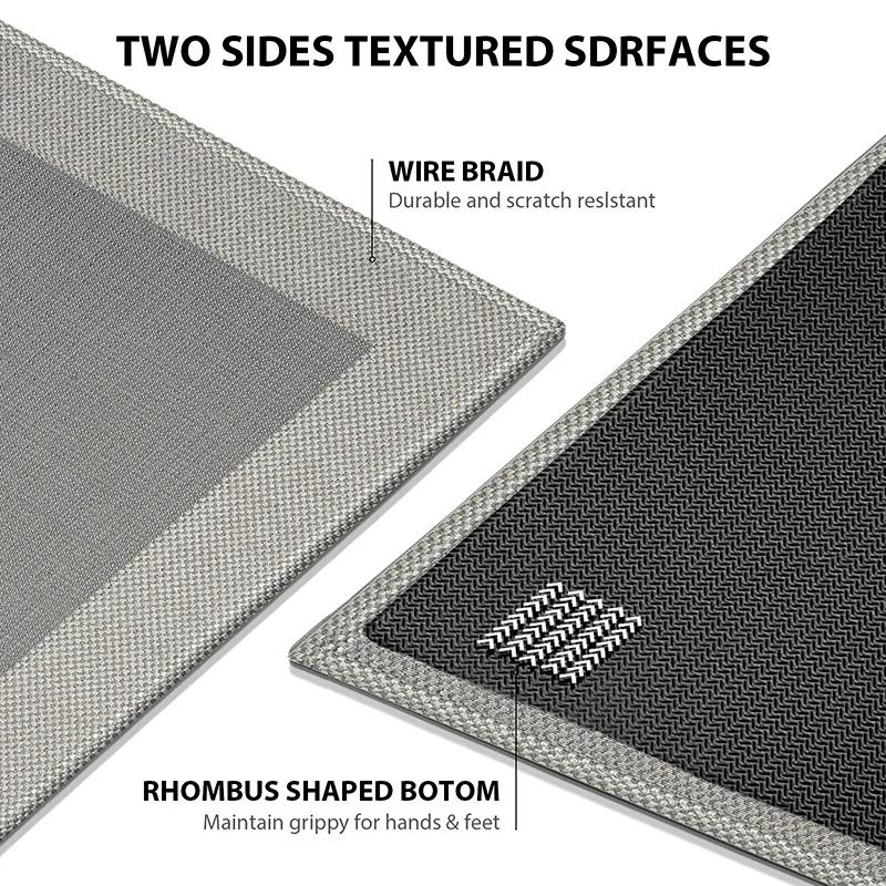 European Style Kitchen Runner Rug - Ultra Absorbent Bamboo/Cotton Blend | Oil & Waterproof | Rinse-free Non-Slip Long Mat