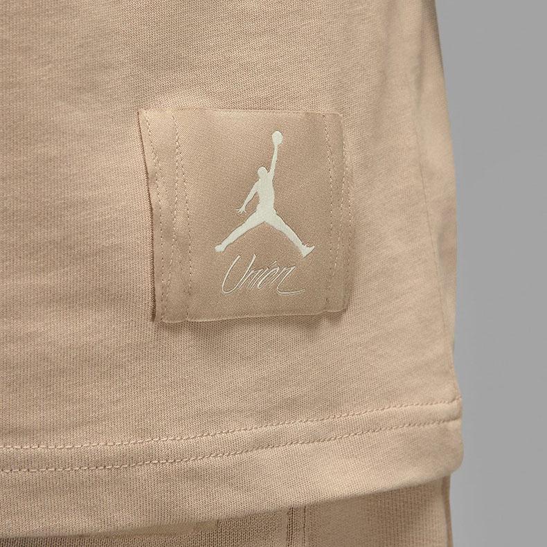 Jordan X Union Collaborative Logo Print Round Neck Short Sleeve T-Shirt Men Tops Beige DV7344-296