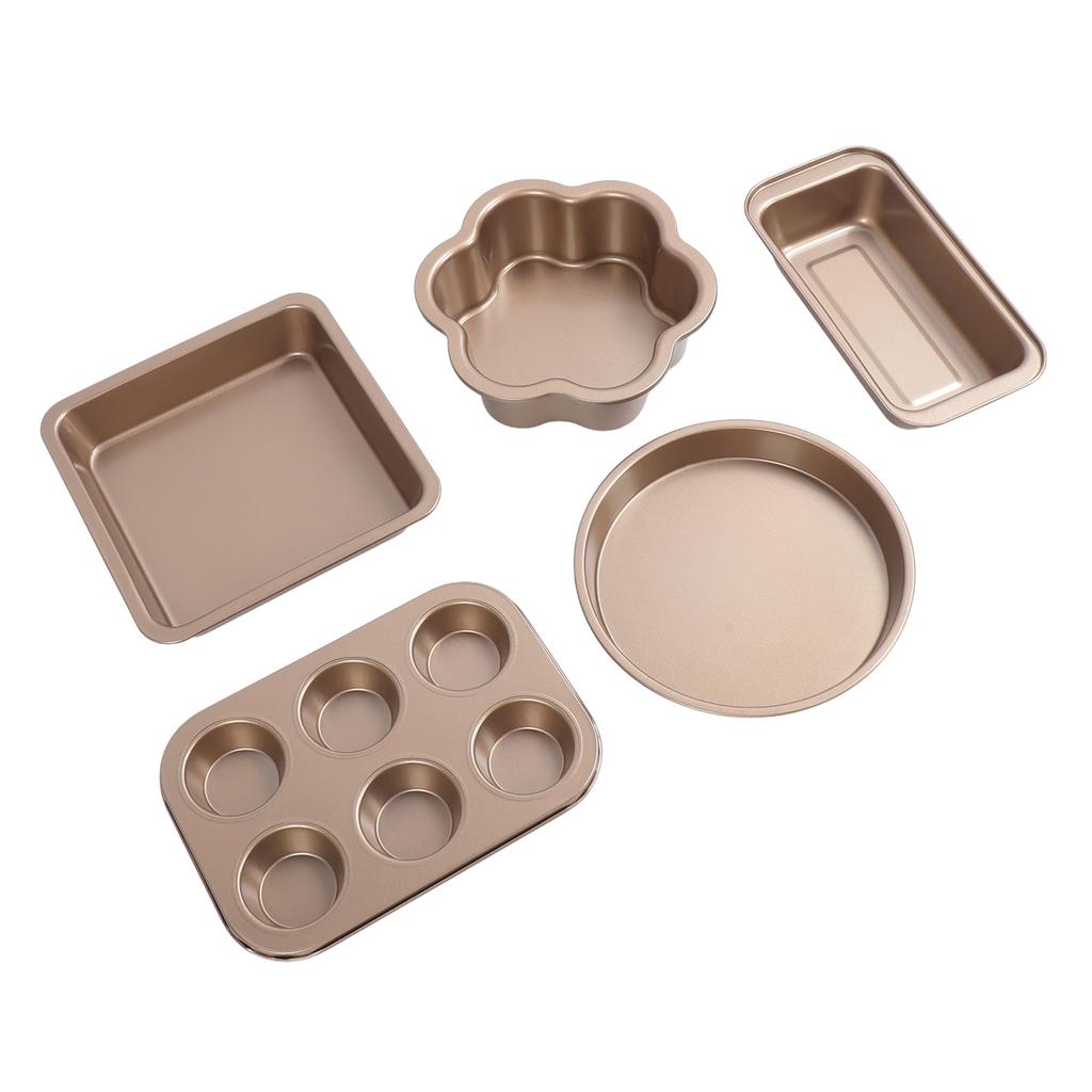6pcs Bakeware Set Loose Bottom Carbon Steel Anti Stick Baking Pans Set for   Muffin Pizza