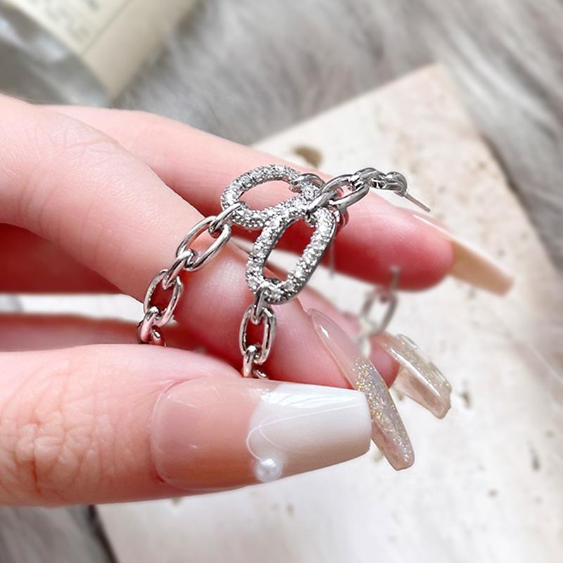 Huitan Chain Shape Design Earrings Female Fashion Party Accessories with Brilliant Cubic Zirconia  Color Jewelry for Women