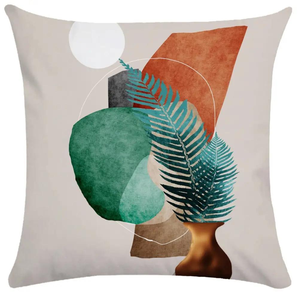 4pcs Retro geometric patterns digital printing pillow cover Short plush Suitable living rooms bedrooms sofas throw cushion cover