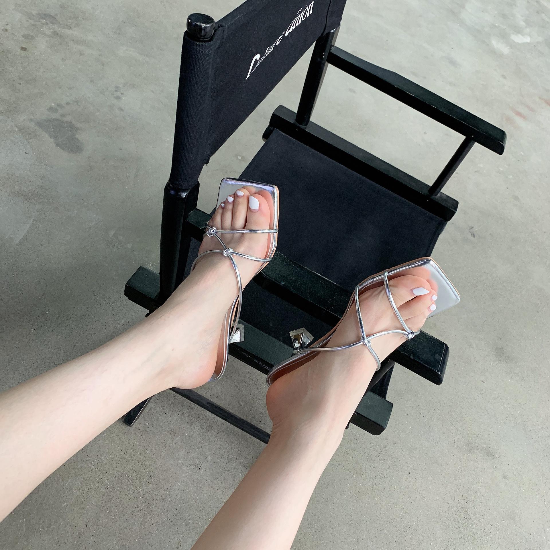 

Gentle woman strappy sandals female pink 2025 new fairy wind cool slippers medium heel square head shoes with skirt 40