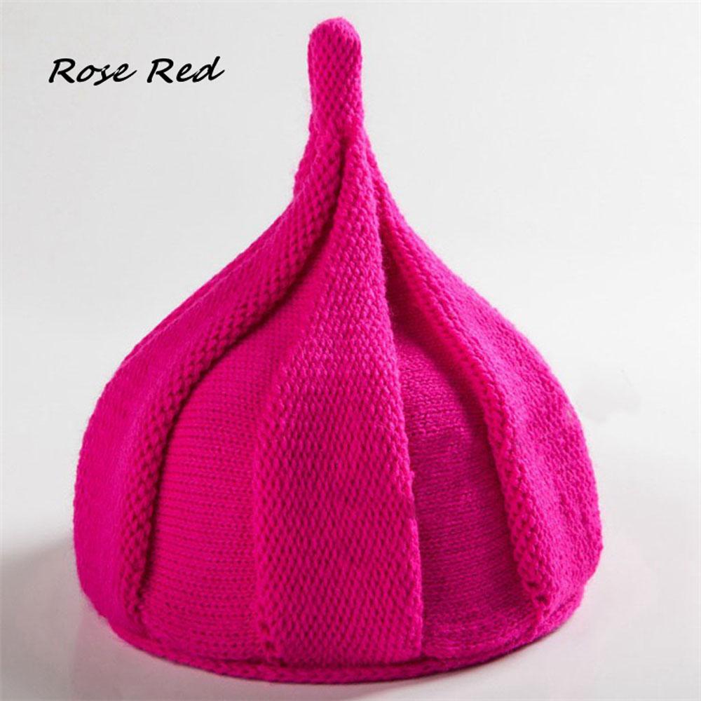 Funny Warm Winter Beanie Knitted Wool Windmill Caps Twisted Flower Pointed Hats