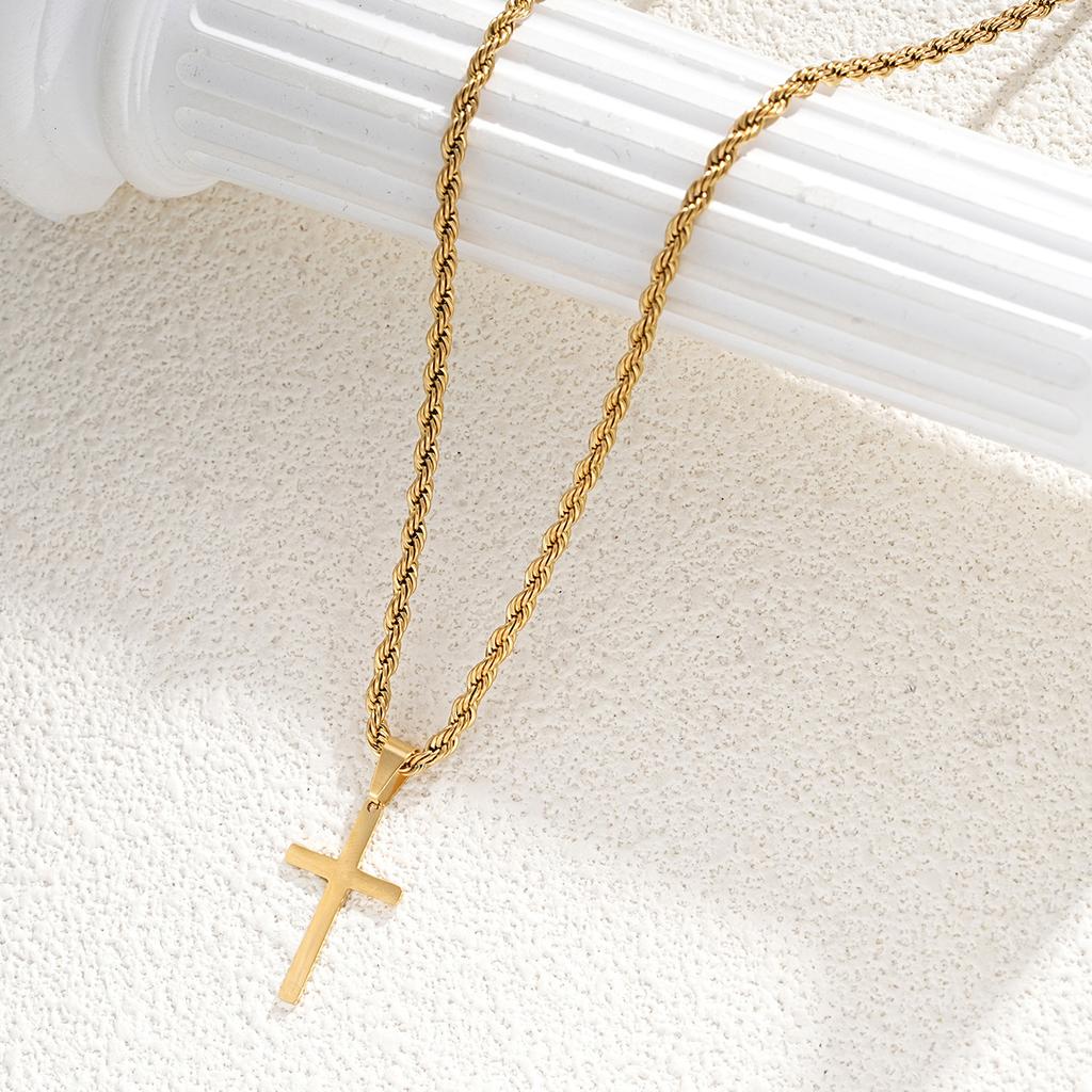 New Stainless Steel Cross Pendant Necklace for Men Women Minimalist Gold Color Jewelry Male Female Necklaces Chokers Gifts 2024