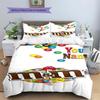 M&M's Bettwäsche mit individuellem Namensmuster, Steppbett-Set, Bettbezug, Kissenbezug, Heim-Geburtstagsgeschenk(1 Bettbezug + 2 Kissenbezüge, ohne Füllung)