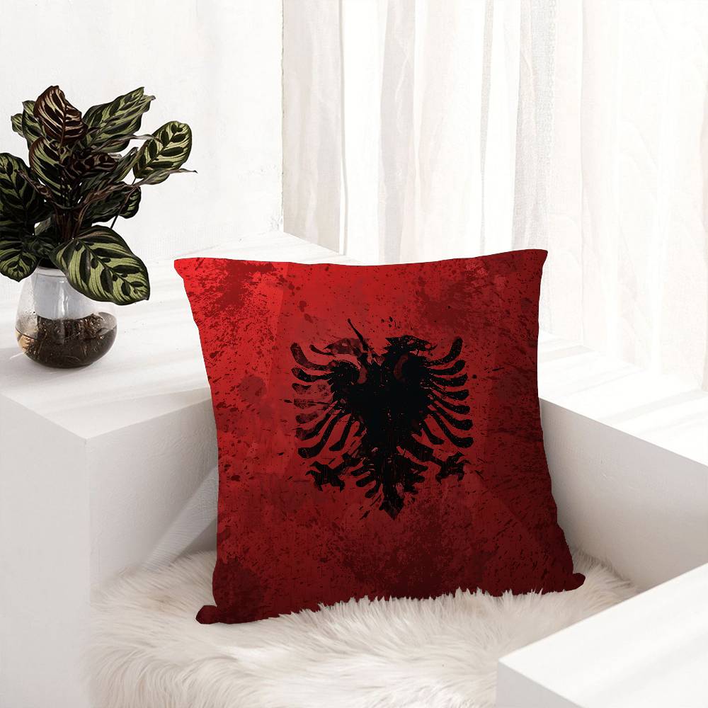 Cuscino Copricuscino Bandiera A-Albania Copricuscino da Viaggio per Auto Divano Auto Regalo di Natale 40X40Cm 45X45Cm