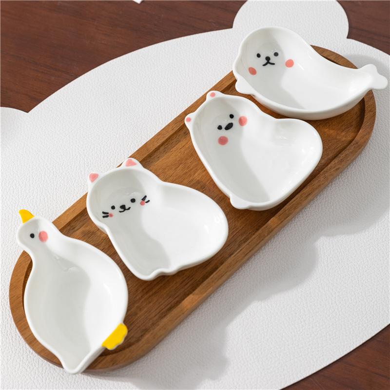 Cartoon Seasoning Dish Soy Sauce Dish Ceramic Dish Tomato Rack Salad Sauce Container Creative Table Decoration Home