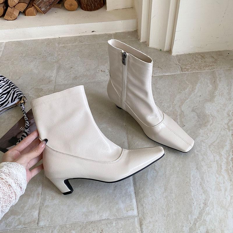 Fashion Fashion Zippers Women Ankle Boots With Low Heel Shoes Square Toe Ladies Modern Short Boots Female Pumps Shoes