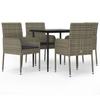 Vidaxl 5-Cz. Garden Furniture Set, Cushions, Black-Grey PE Rattan