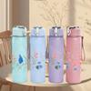 1PC Wild Meadow Floral Line Print 750ml Color Plastic Sports Water Bottle Leakproof Flip Straw Lid Suitable for Sports Office Home Use
