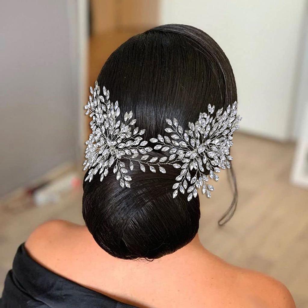 Bridal Wedding Hair comb Wedding Headpiece for Bride Rhinestone Wedding Headband Crystal Hair Accessories for Women and Girls (Silver), one size