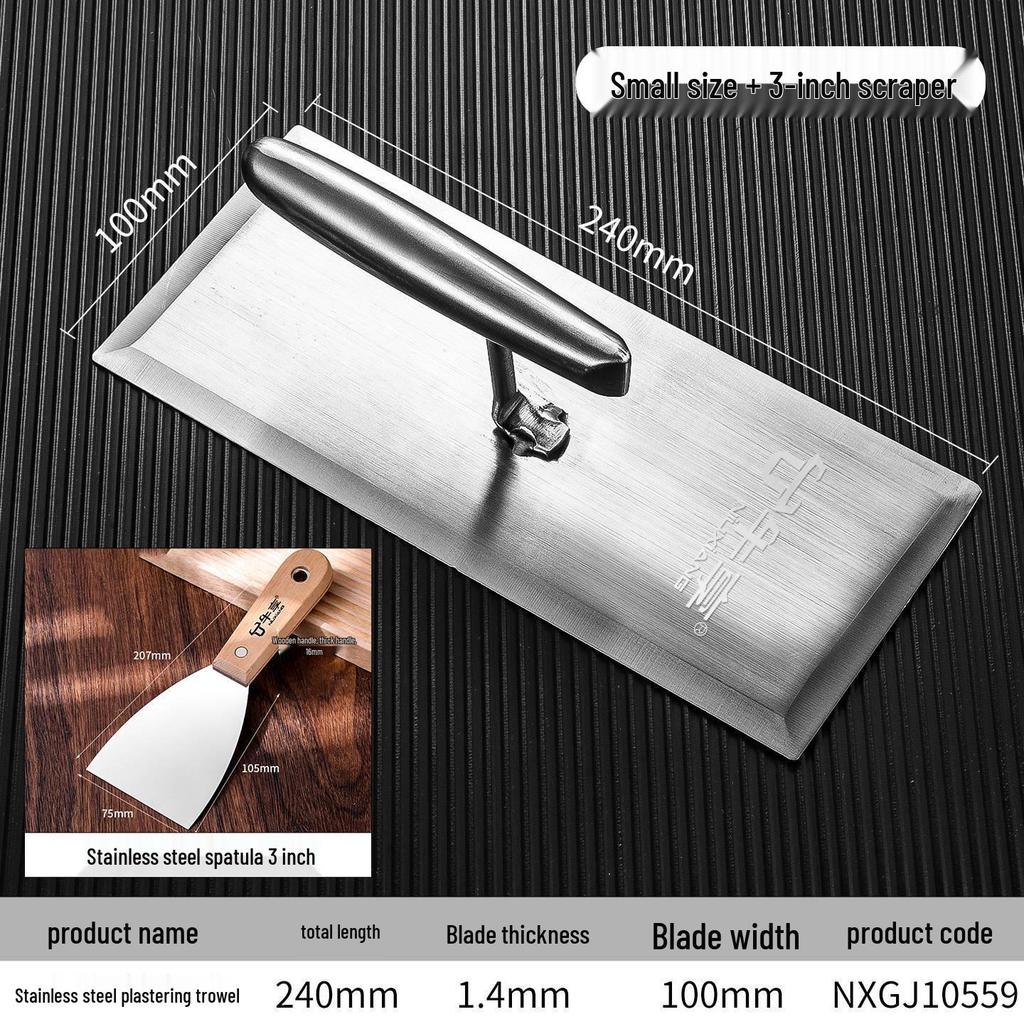 Stainless Steel Plastering Trowel and Putty Scraper Tool for Masonry and Wall Finishing