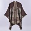 Sciarpa Autunnale e Invernale, Scialle da Viaggio Versatile a Quadri da Donna, Mantello Spaccato Spesso Etnico in Imitazione Cashmere