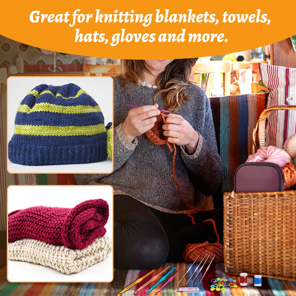 Fenrry 86PCS Crochet Hook Set Crochet Needles Set with Knitting Needles Stitch Markers Colorful Bagfor Crocheting Craft