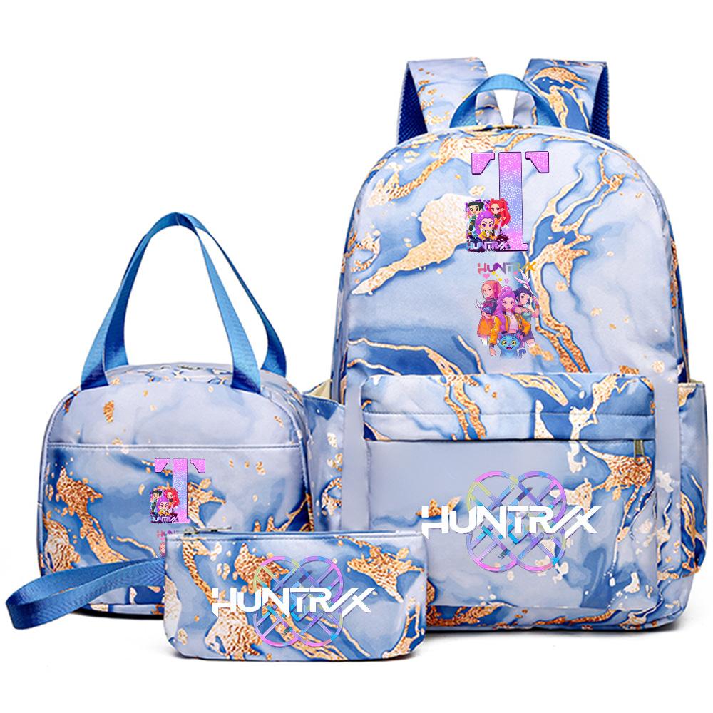 3-teiliges/Set Anime Rucksack mit englischen Buchstaben A-Z Aufdruck, Handtasche und Federmäppchen für Teenager, Schüler, Mädchen, Jungen, Kinder, Schultasche, Reisetasche