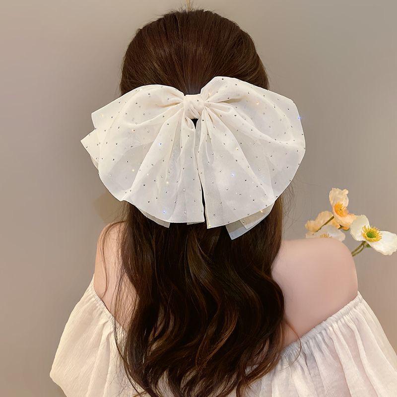 Elegant French Mesh Bow Hair Bun Clip