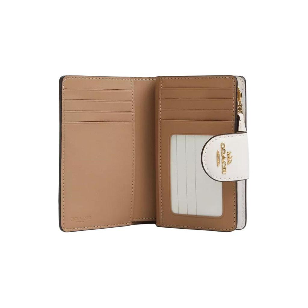 Coach Corner Zip 13 Floral Print Logo Coated Canvas And Leather Wallet Women Wallet Gold Light-Khaki Multicolor CR968-IMOTV