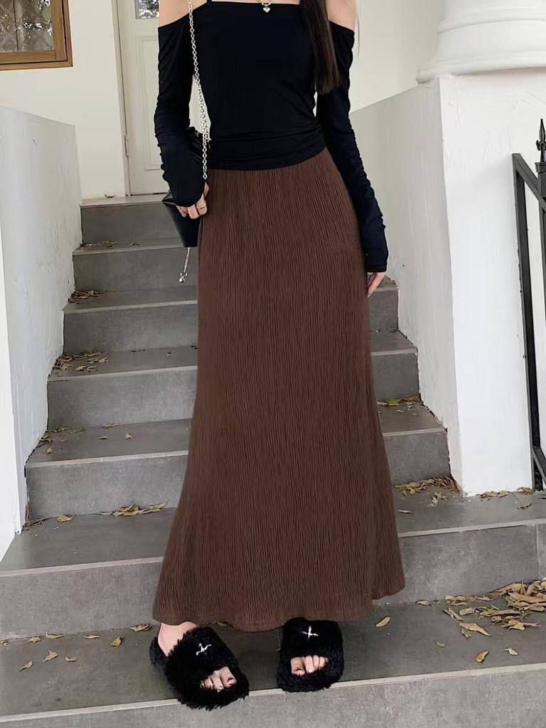 Gefalteter A-Linien-Fishtail-Midirock mit hohem Bund für Damen - Frühjahr/Sommer 2025 Kollektion